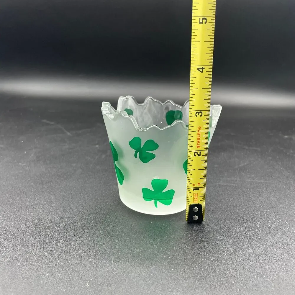 Yankee Candle Frosted Glass Shamrock Votive Holder St. Patrick's Day Decor